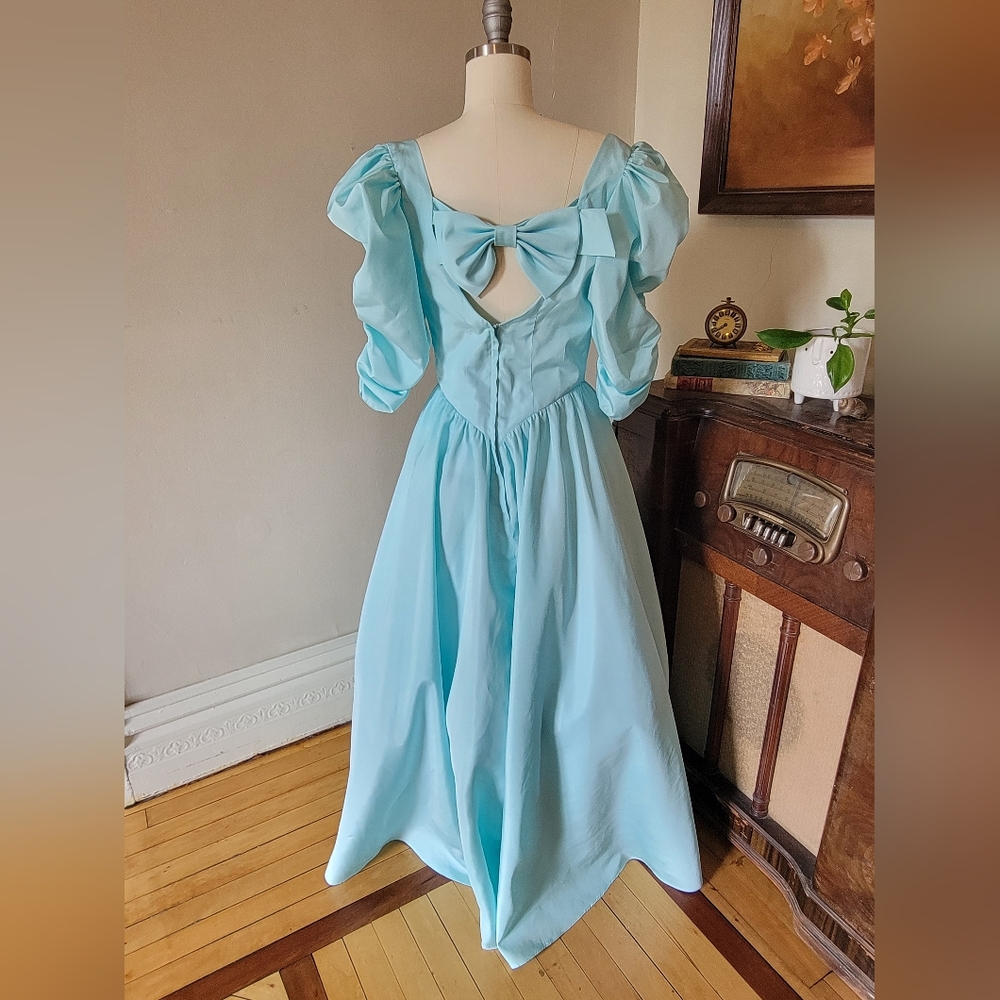 Vintage 80s Seafoam Mint Green Prom Dress Ariel Little Mermaid Princess M L - Picture 6 of 7